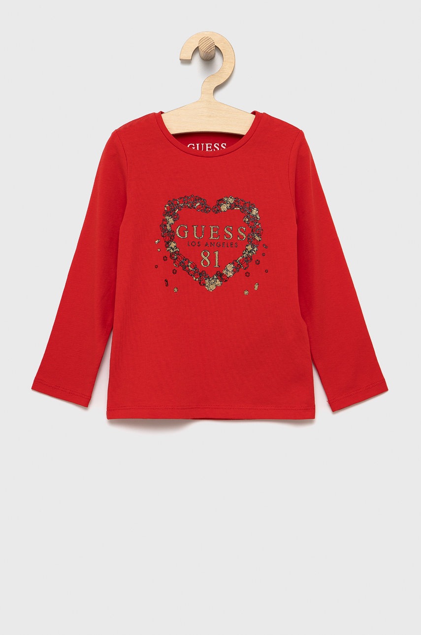 

Детска блуза с дълги ръкави Guess в червено, Червен