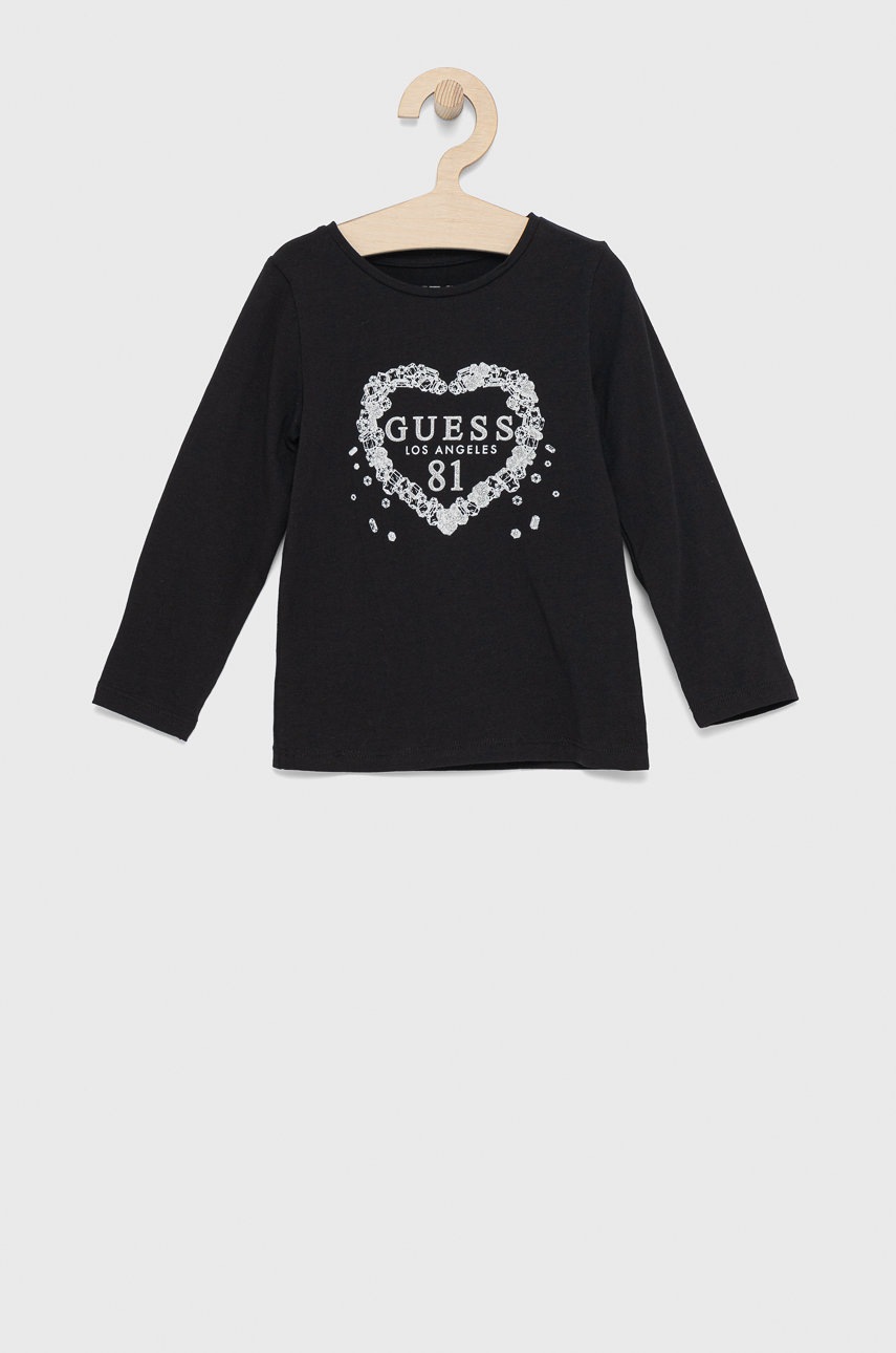 

Guess - Детска блуза с дълги ръкави, Черен