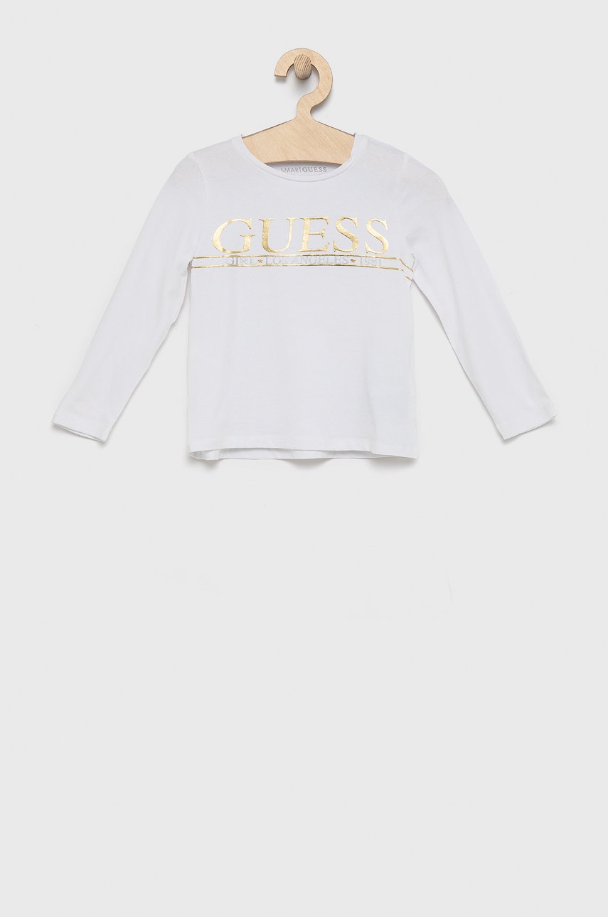 

Детска блуза с дълги ръкави Guess в бяло, Бял