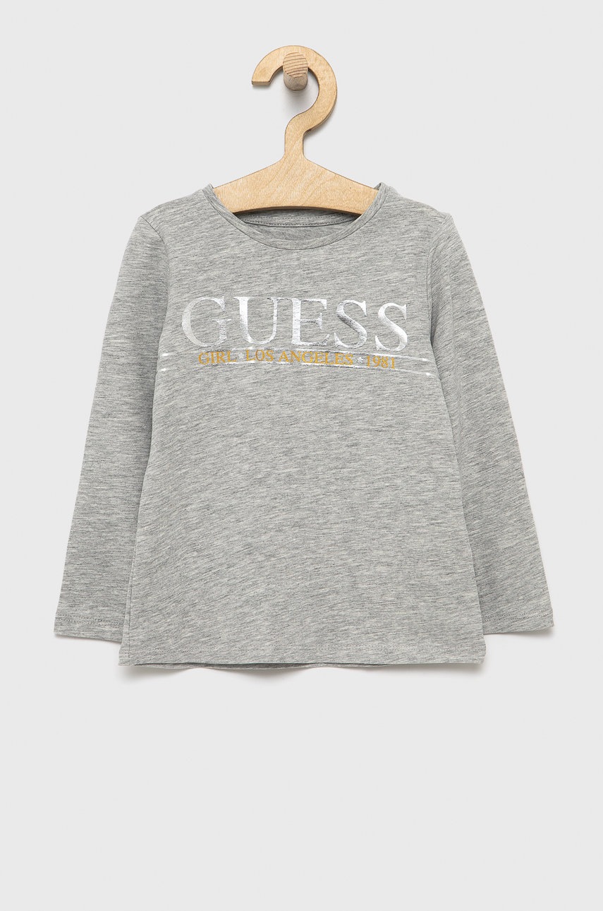

Детска блуза с дълги ръкави Guess в сиво, Сив