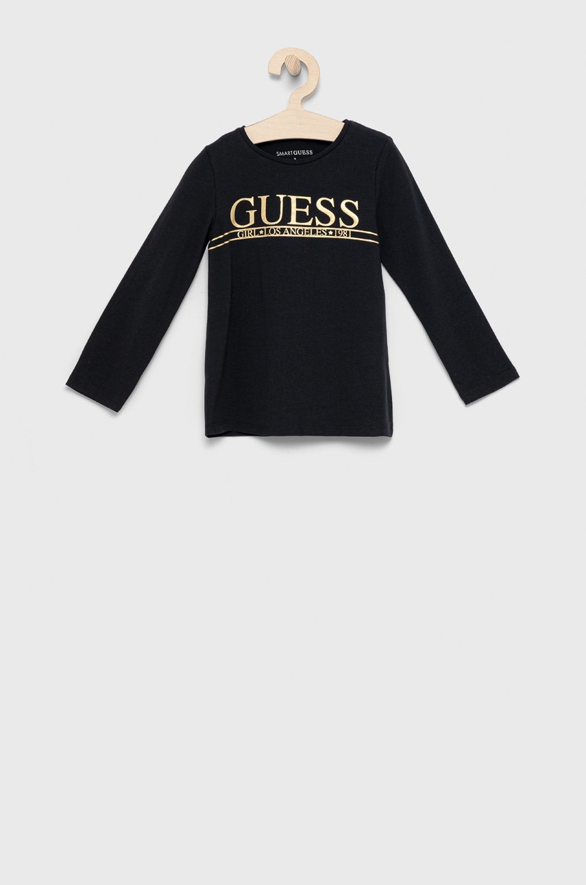 

Детска блуза с дълги ръкави Guess в черно, Черен