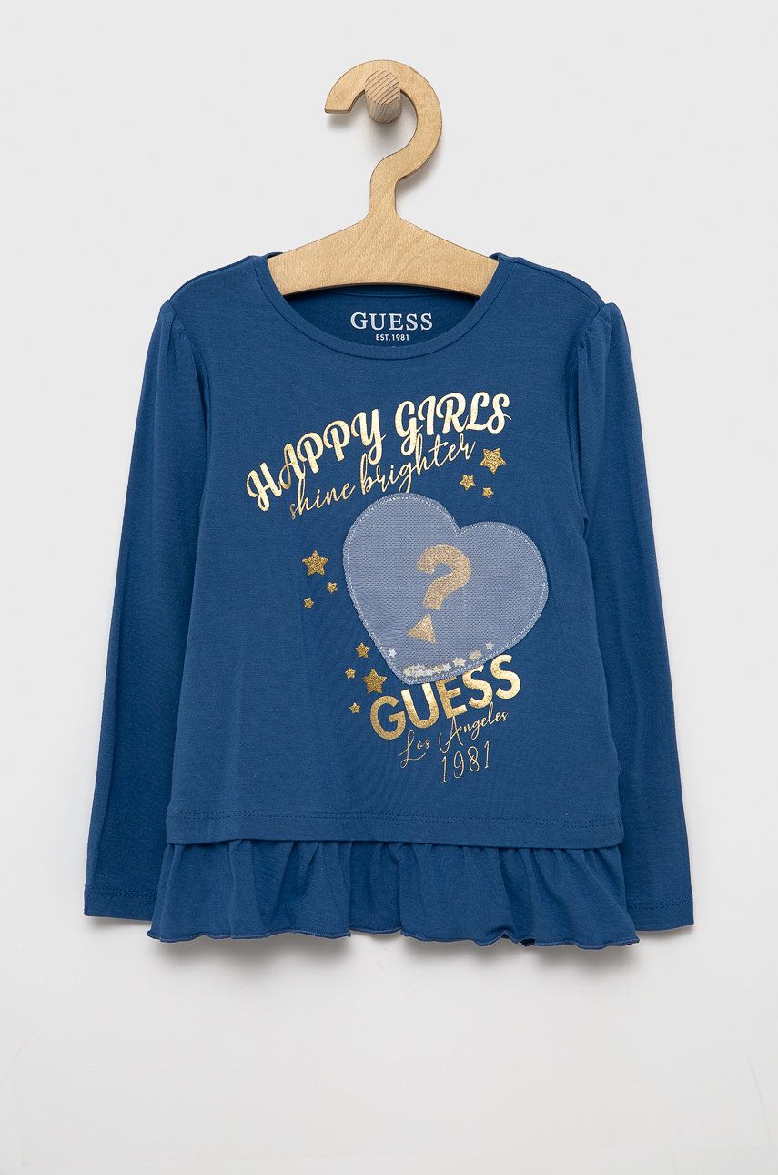 

Детска блуза с дълги ръкави Guess, Виолетов