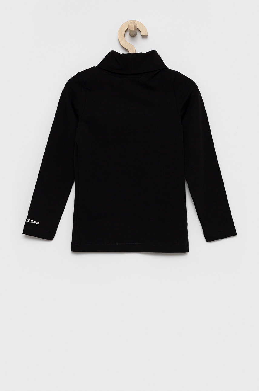 Детский лонгслив Calvin Klein Jeans цвет чёрный с гольфом Детский лонгслив Calvin Klein Jeans цвет чёрный с гольфом