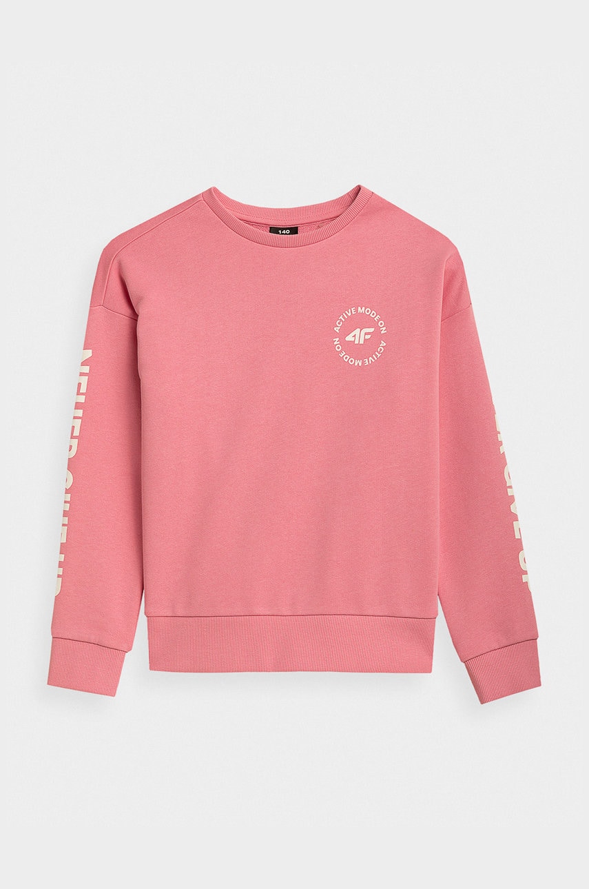 4F longsleeve din bumbac pentru copii culoarea roz