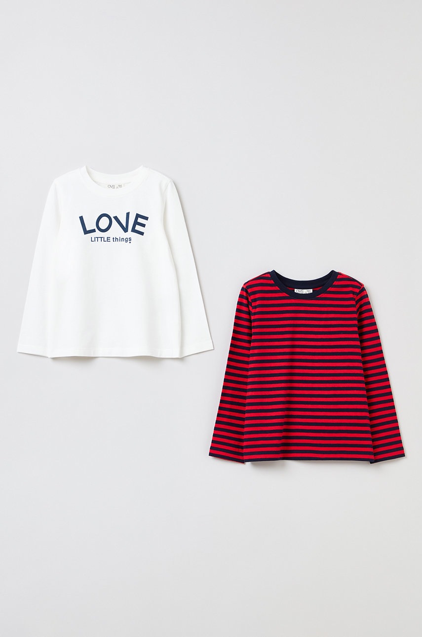 Ovs longsleeve copii (2-pack) culoarea alb