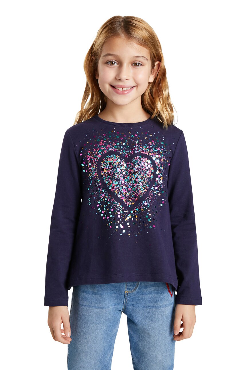Desigual longsleeve copii culoarea albastru marin