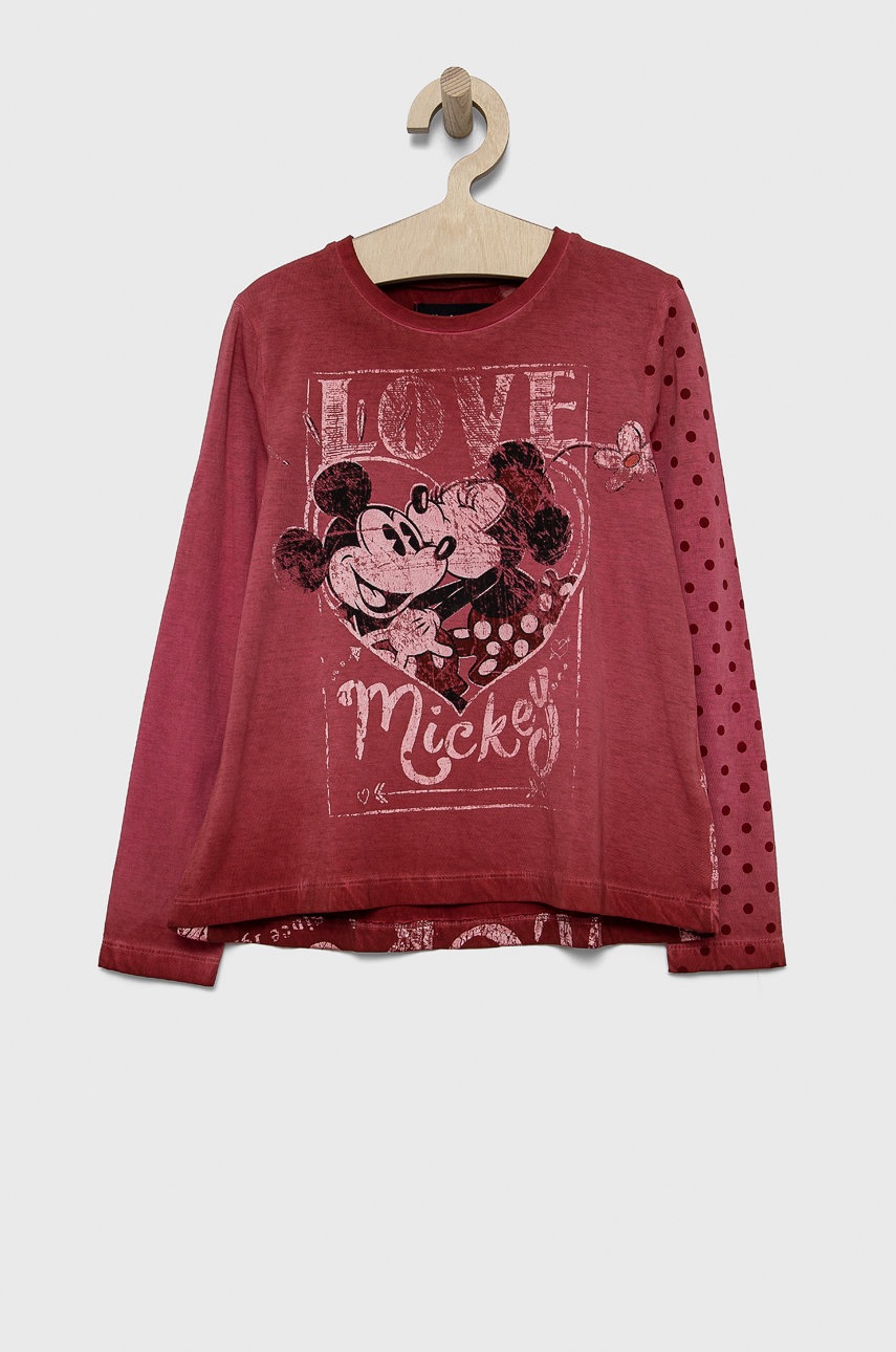 

Хлопковый детский лонгслив Desigual цвет розовый