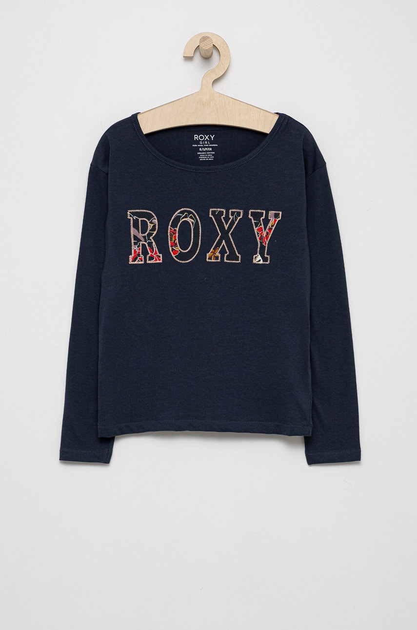 Roxy longsleeve din bumbac pentru copii culoarea albastru marin