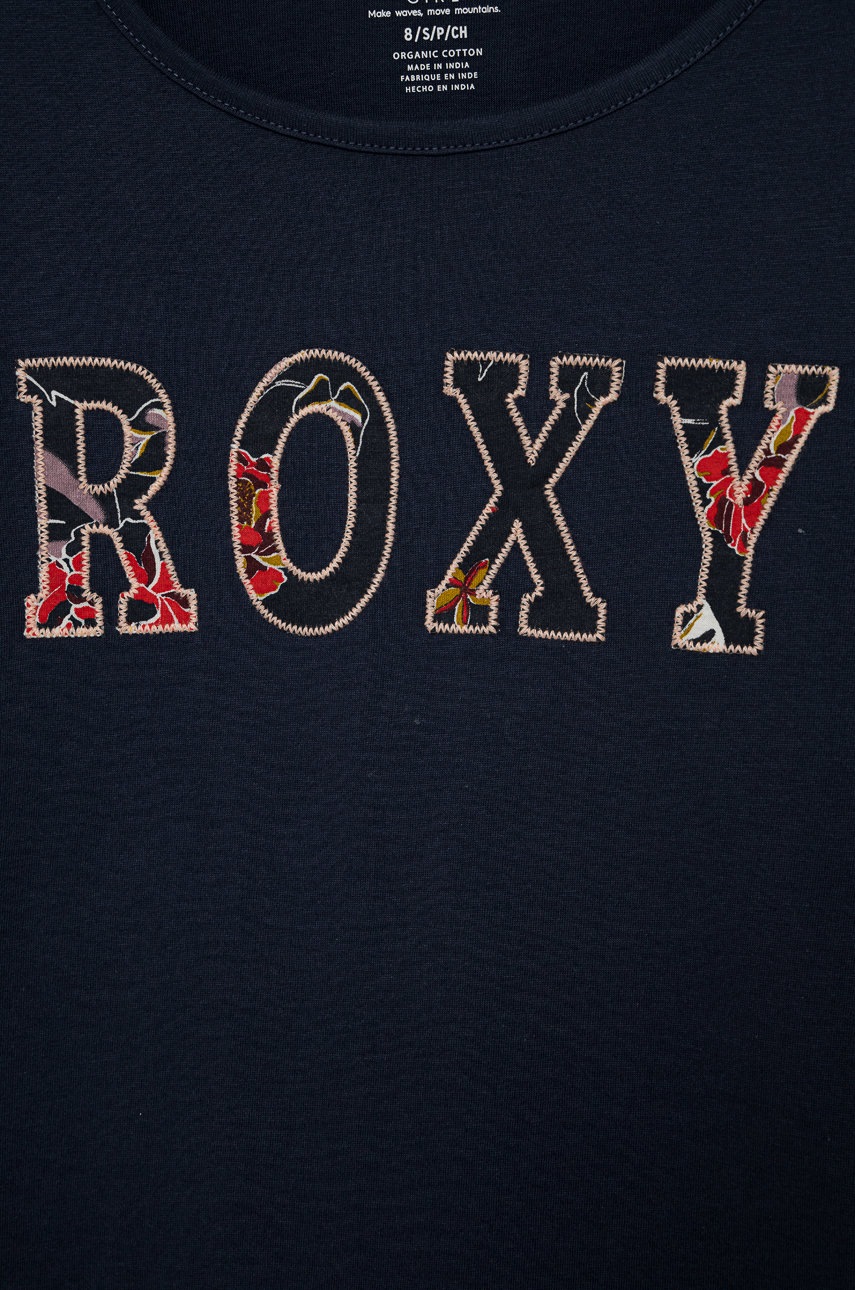 

Дитячий бавовняний лонгслів Roxy колір синій