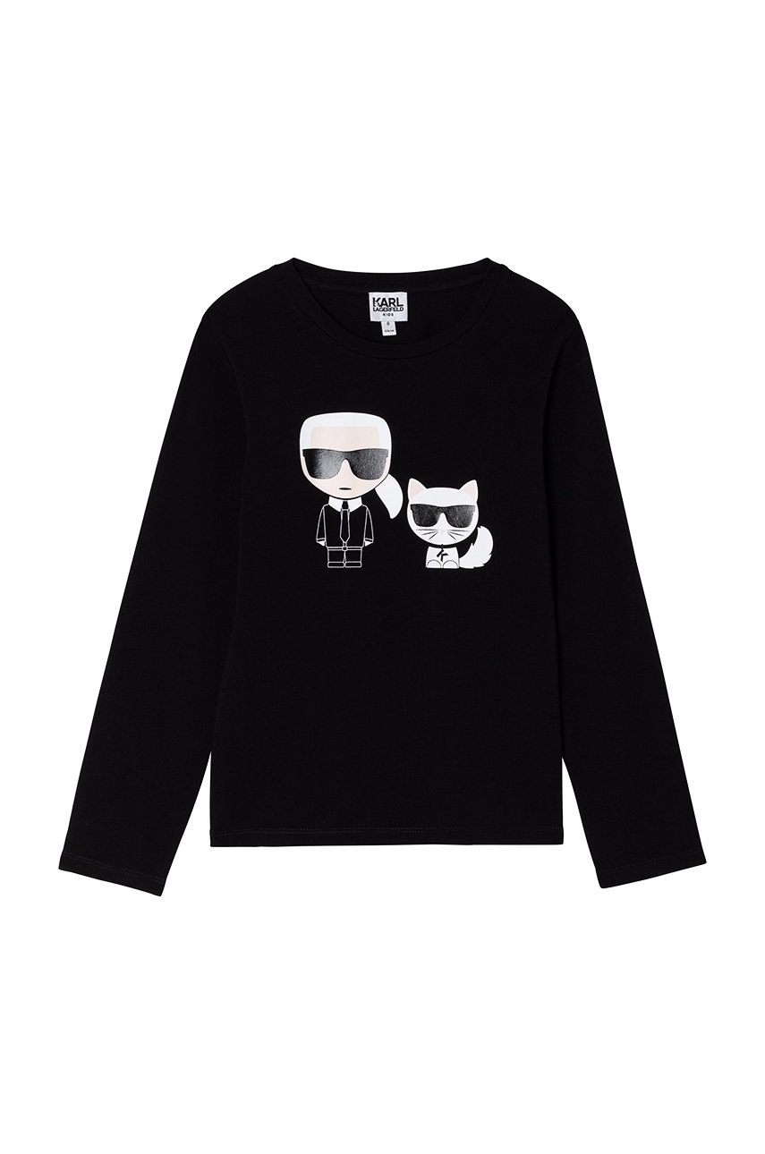 

Karl Lagerfeld - Детска блуза с дълги ръкави, Черен