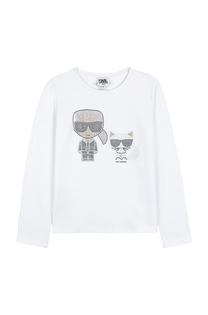 

Karl Lagerfeld - Детска блуза с дълги ръкави, Бял