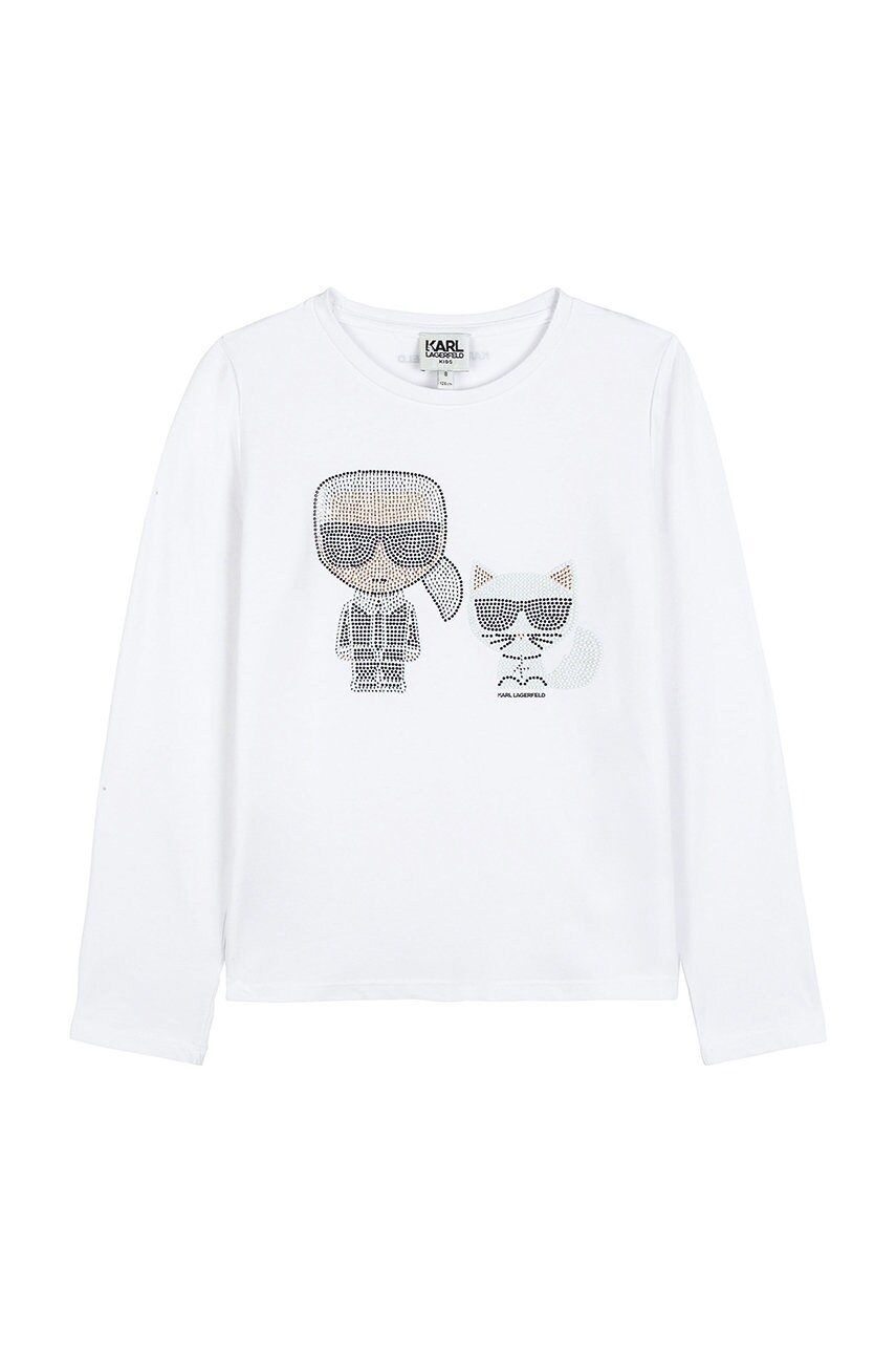 

Karl Lagerfeld - Детска блуза с дълги ръкави, Бял