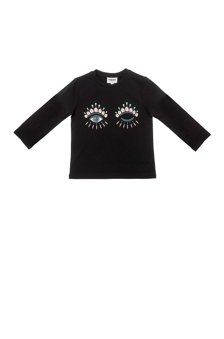 Kenzo kids longsleeve din bumbac pentru copii culoarea negru