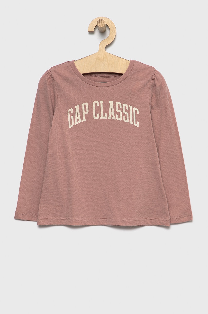 Gap longsleeve din bumbac pentru copii culoarea roz