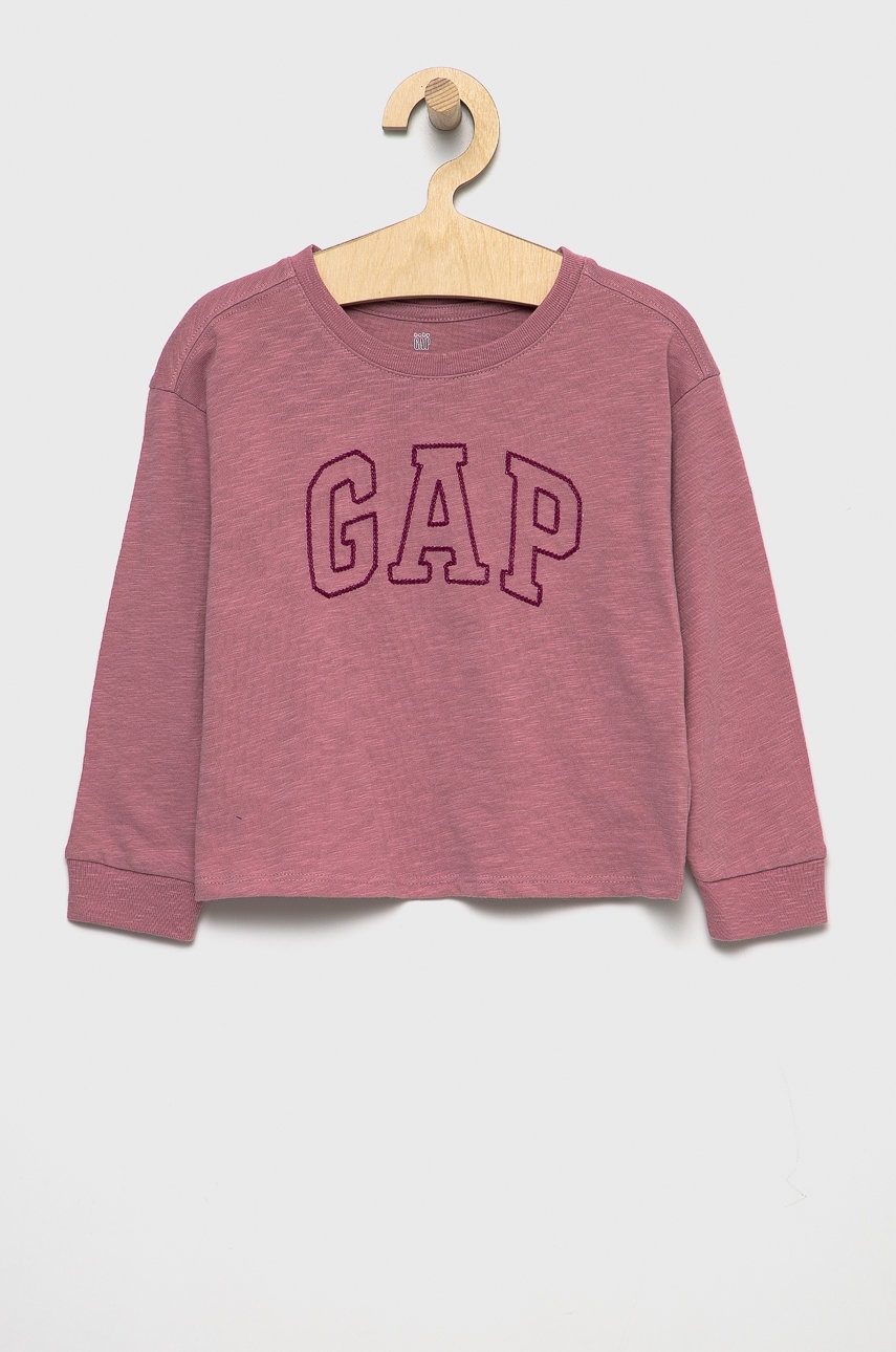 

Детска блуза с дълги ръкави GAP в розово, Розов