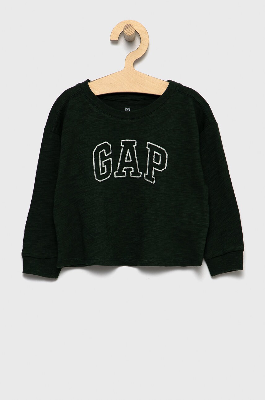 Gap longsleeve din bumbac pentru copii culoarea verde