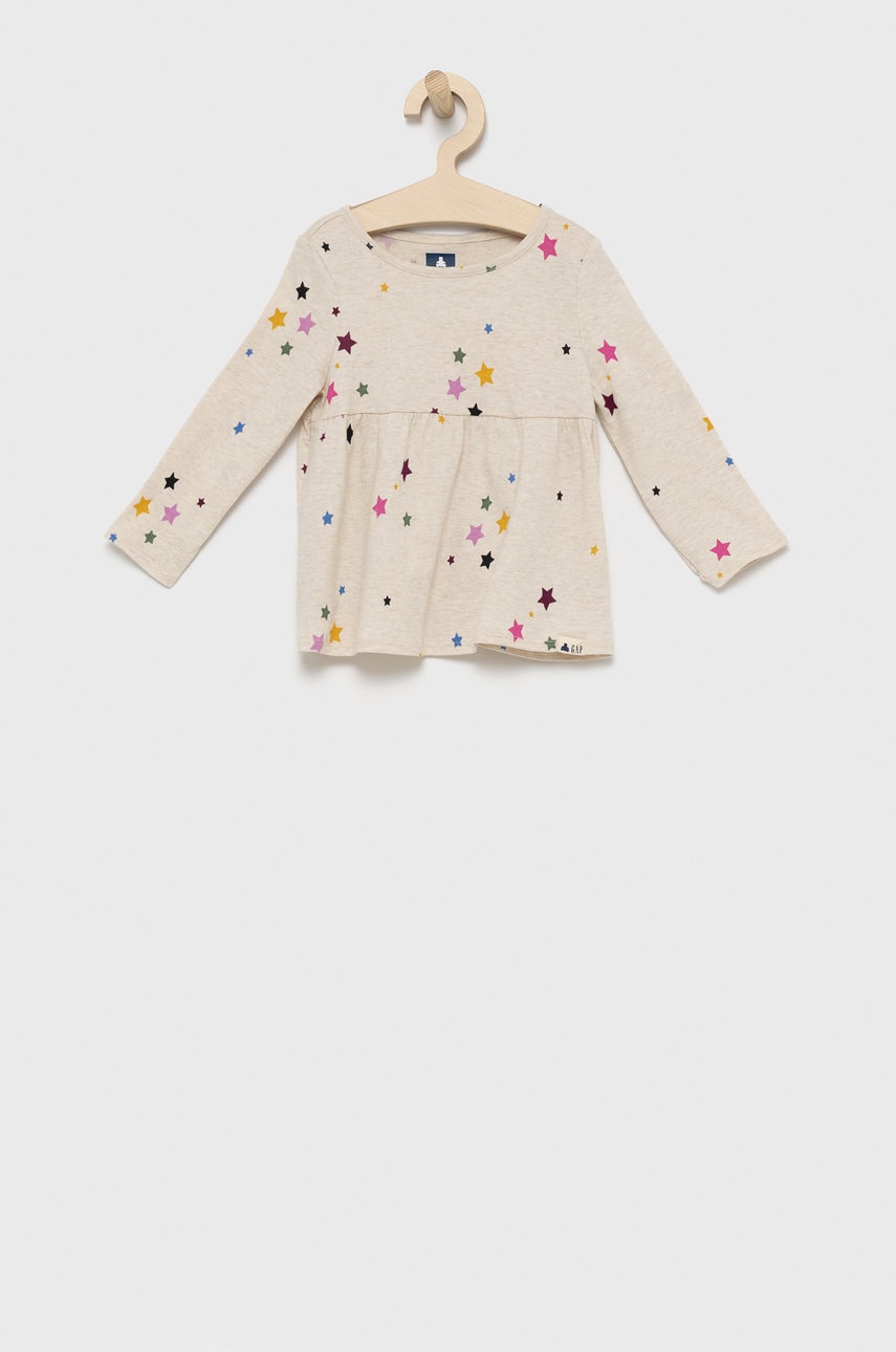 Gap rochie din bumbac pentru copii culoarea bej, mini, evazata