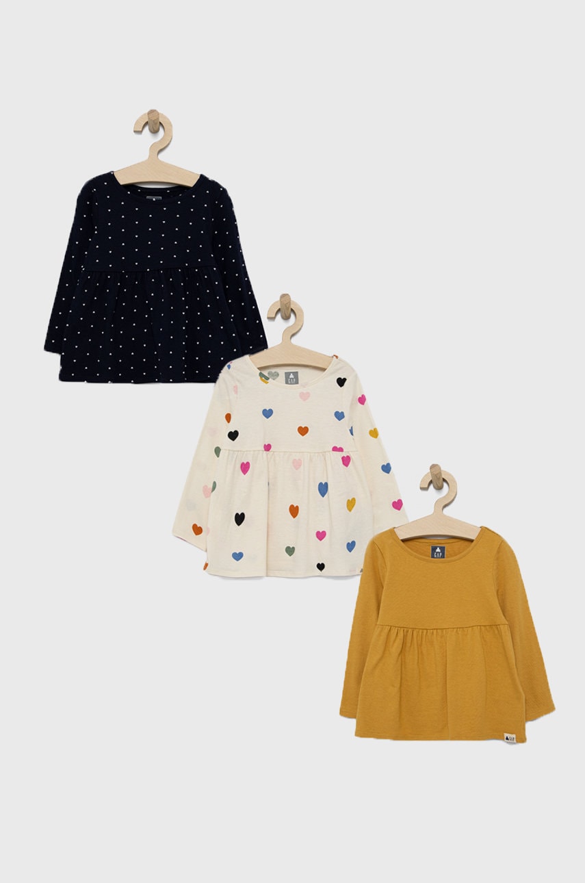 Gap longsleeve din bumbac pentru copii culoarea albastru marin