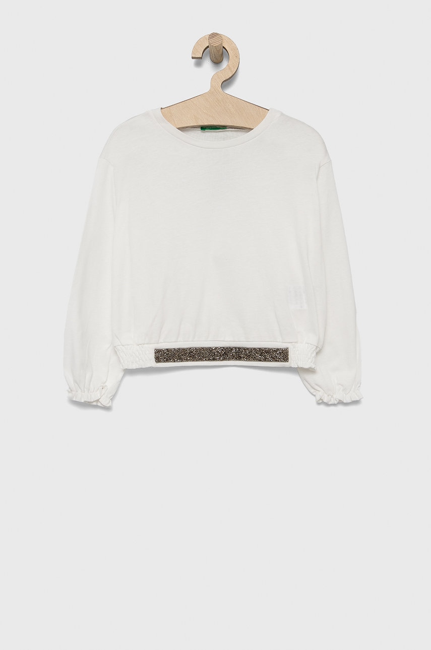 United Colors Of Benetton longsleeve din bumbac pentru copii culoarea alb