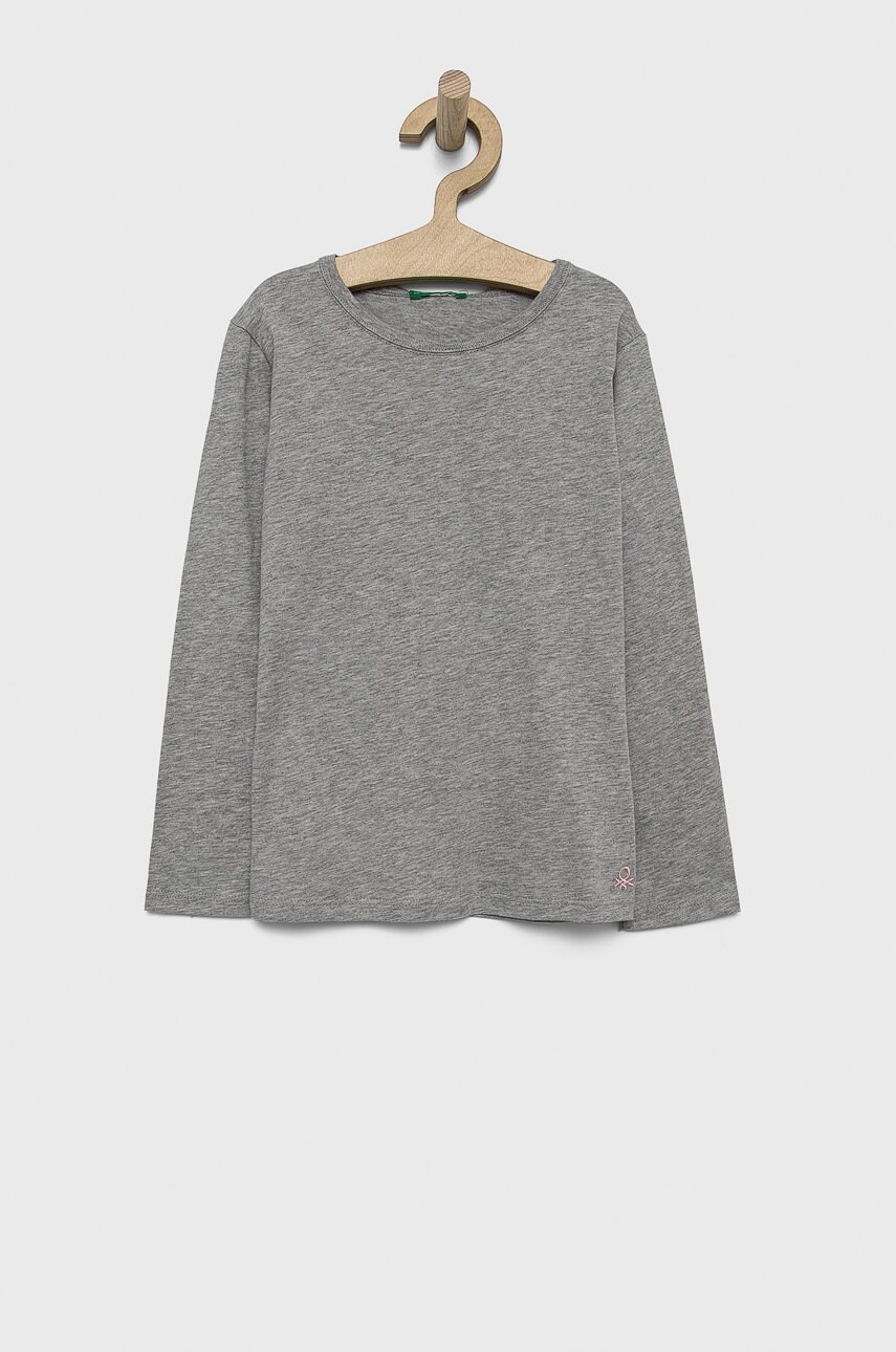 United Colors Of Benetton longsleeve din bumbac pentru copii culoarea gri