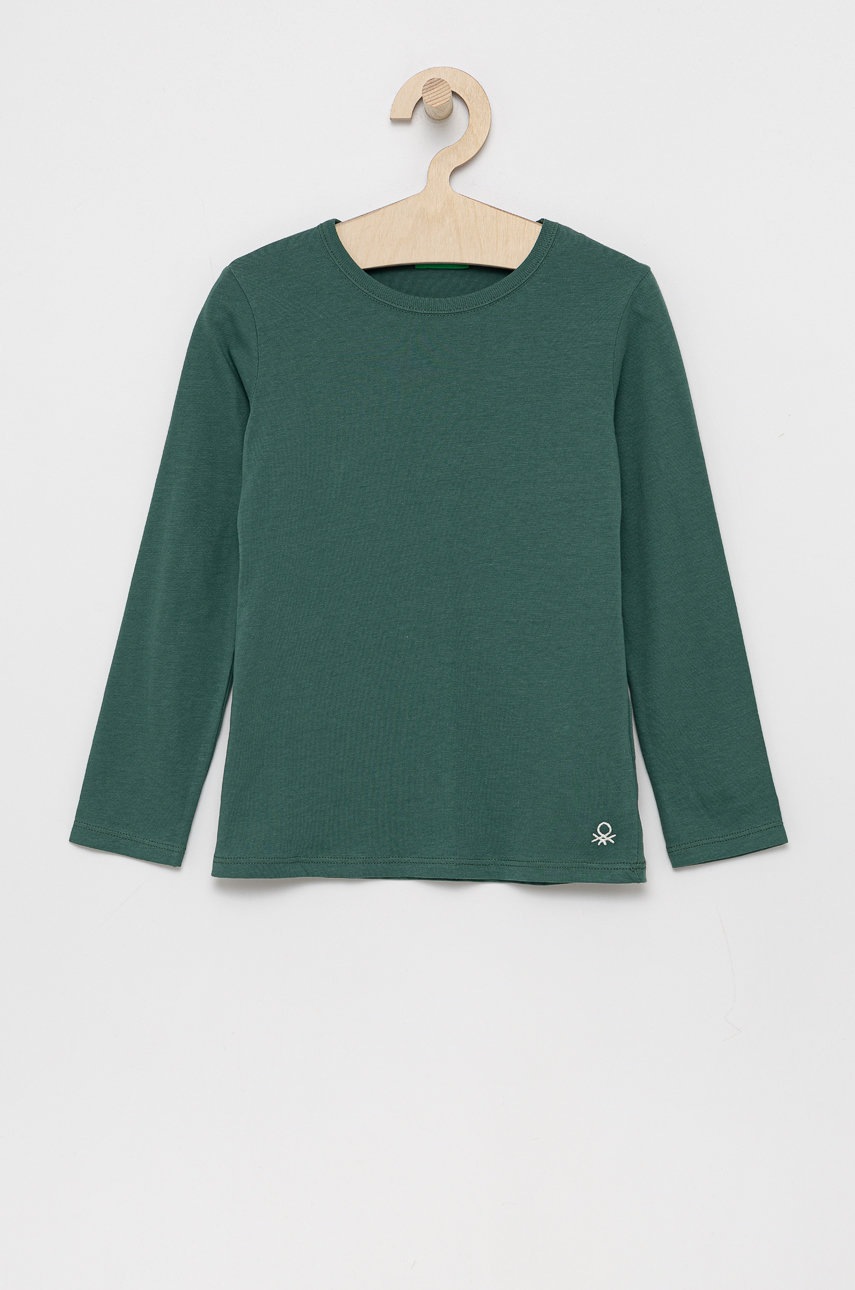 

Детска блуза с дълги ръкави United Colors of Benetton в зелено, Зелен