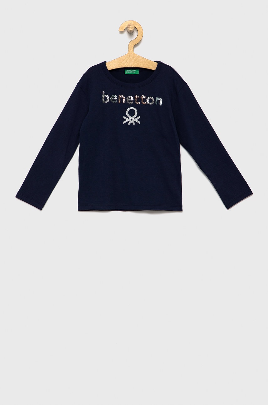 

Детска блуза с дълги ръкави United Colors of Benetton в тъмносиньо, Тъмносин