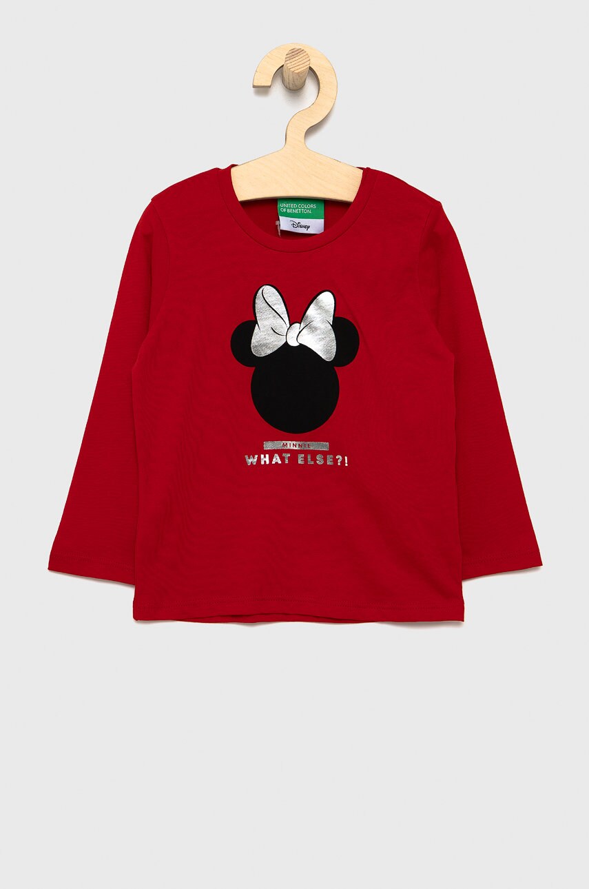 

United Colors of Benetton - Детска блуза с дълги ръкави x Disney, Червен