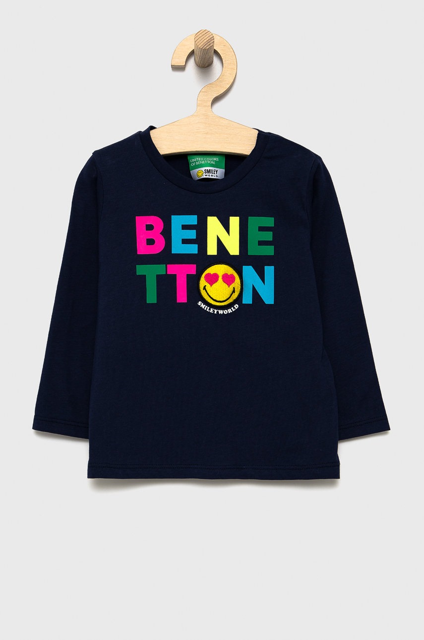 

Детска блуза с дълги ръкави United Colors of Benetton в тъмносиньо, Тъмносин