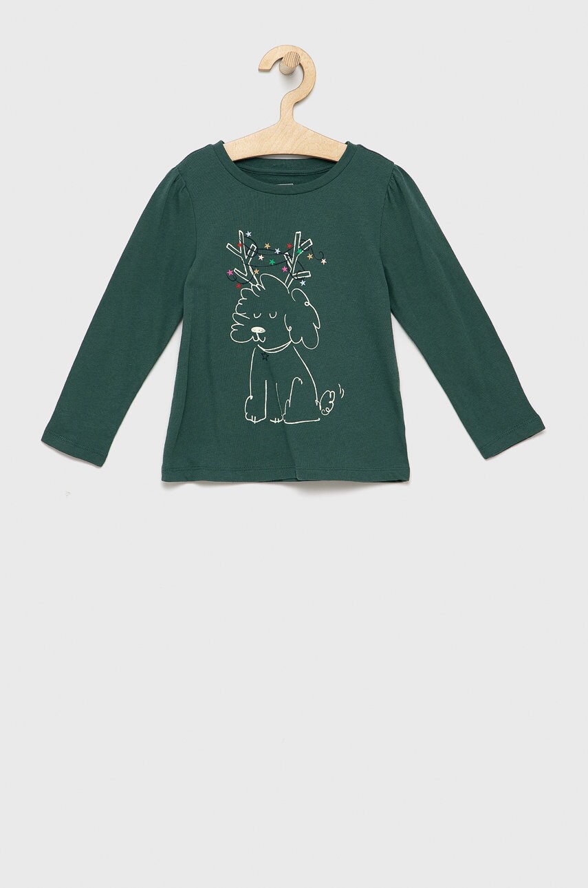 Gap longsleeve din bumbac culoarea verde