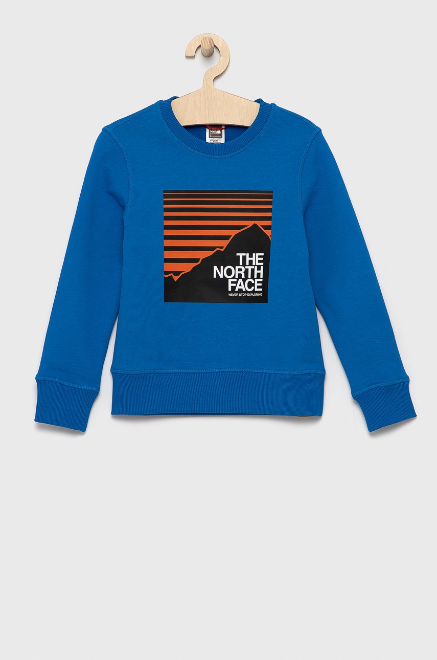 

Детски памучен суичър The North Face с изчистен дизайн, Син