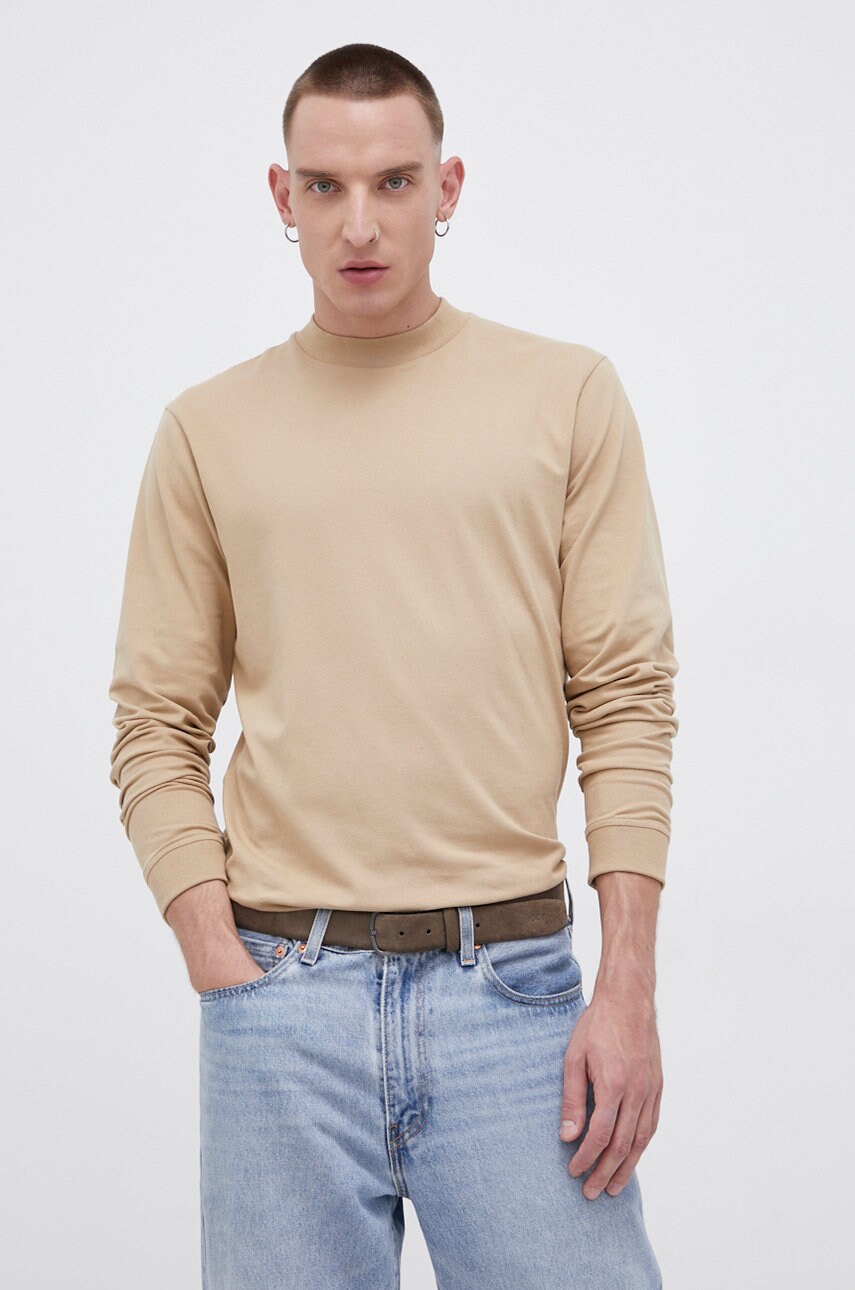 Only & sons longsleeve bărbați, culoarea galben, material neted