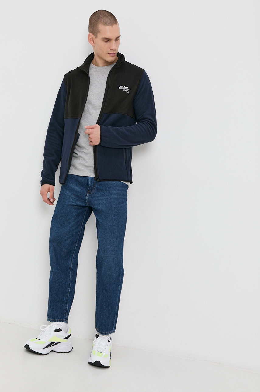 

Лонгслів Jack & Jones чоловічий колір сірий з принтом