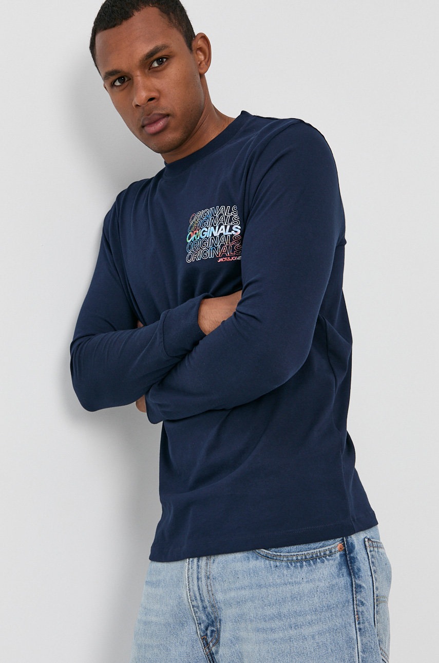 

Jack & Jones - Памучна блуза с дълги ръкави, Тъмносин