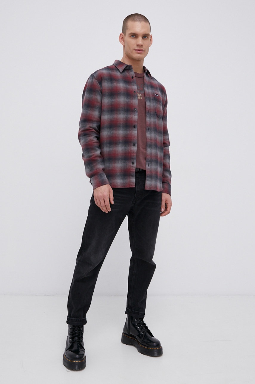 

Хлопковый лонгслив Premium by Jack&Jones цвет бордовый меланж