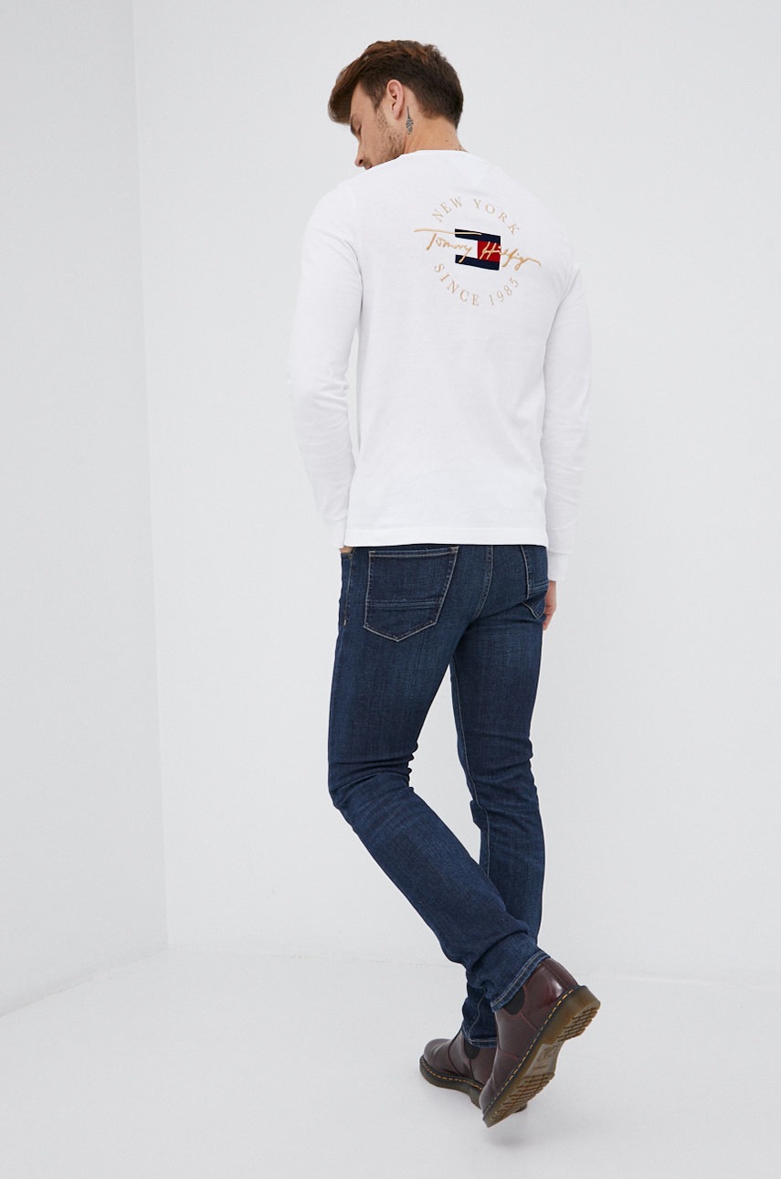 

Памучна блуза с дълги ръкави Tommy Hilfiger в бяло с изчистен дизайн, Бял