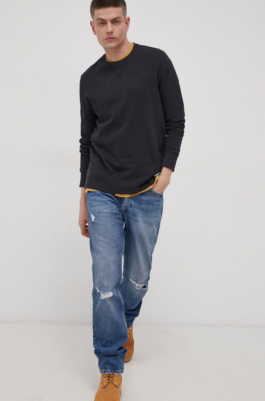 

Хлопковый лонгслив Tommy Jeans цвет чёрный гладкий