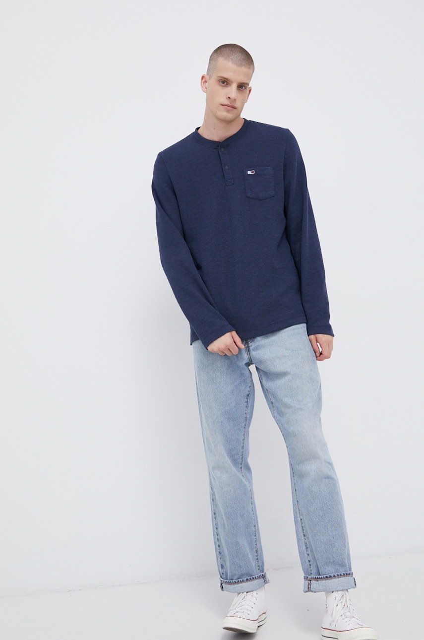 

Лонгслів Tommy Jeans чоловічий колір синій з аплікацією