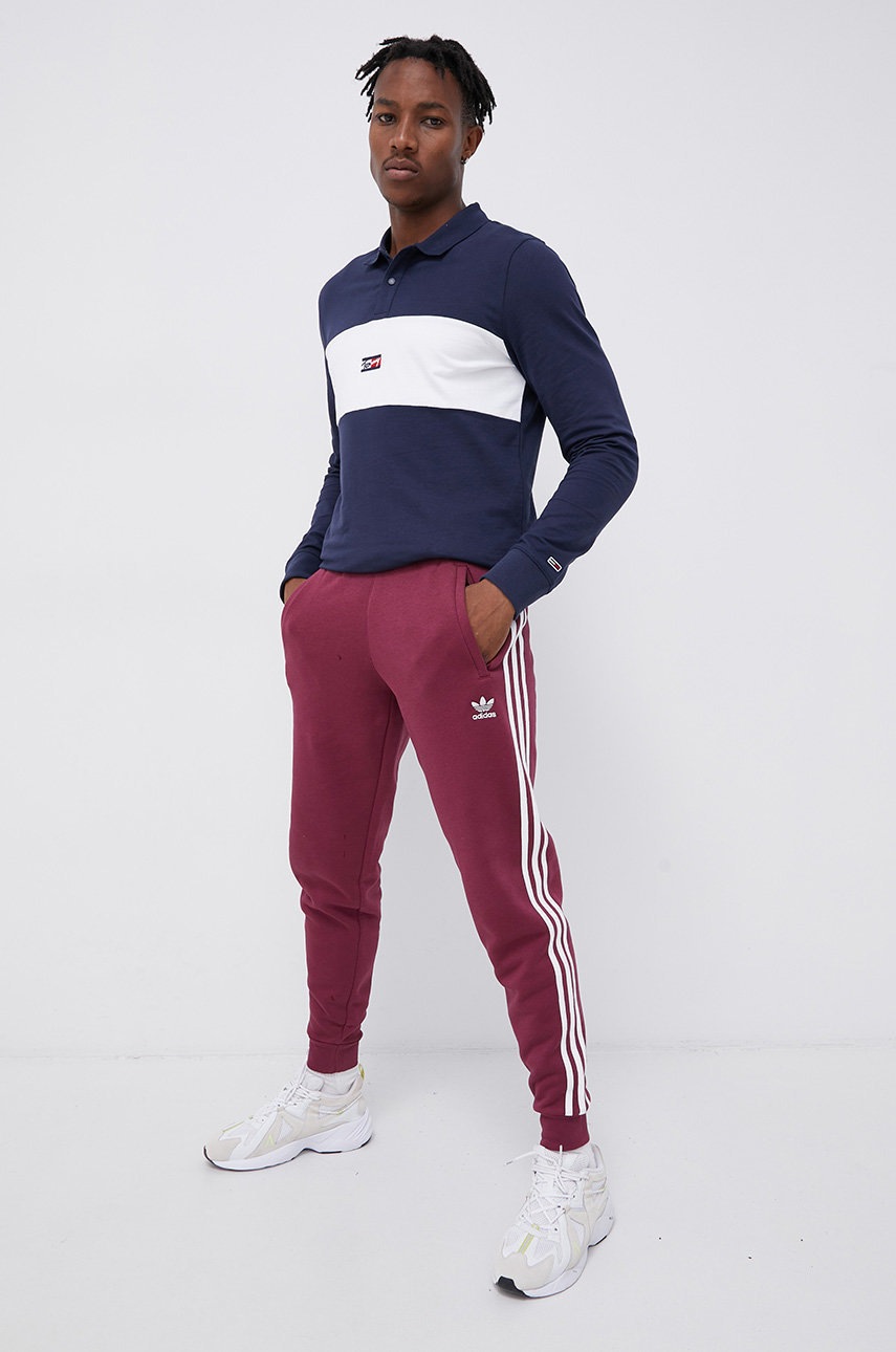 

Хлопковый лонгслив Tommy Jeans цвет синий гладкий