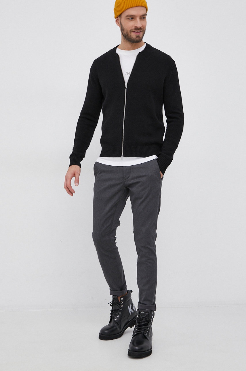 

Хлопковый лонгслив Selected Homme цвет белый гладкий