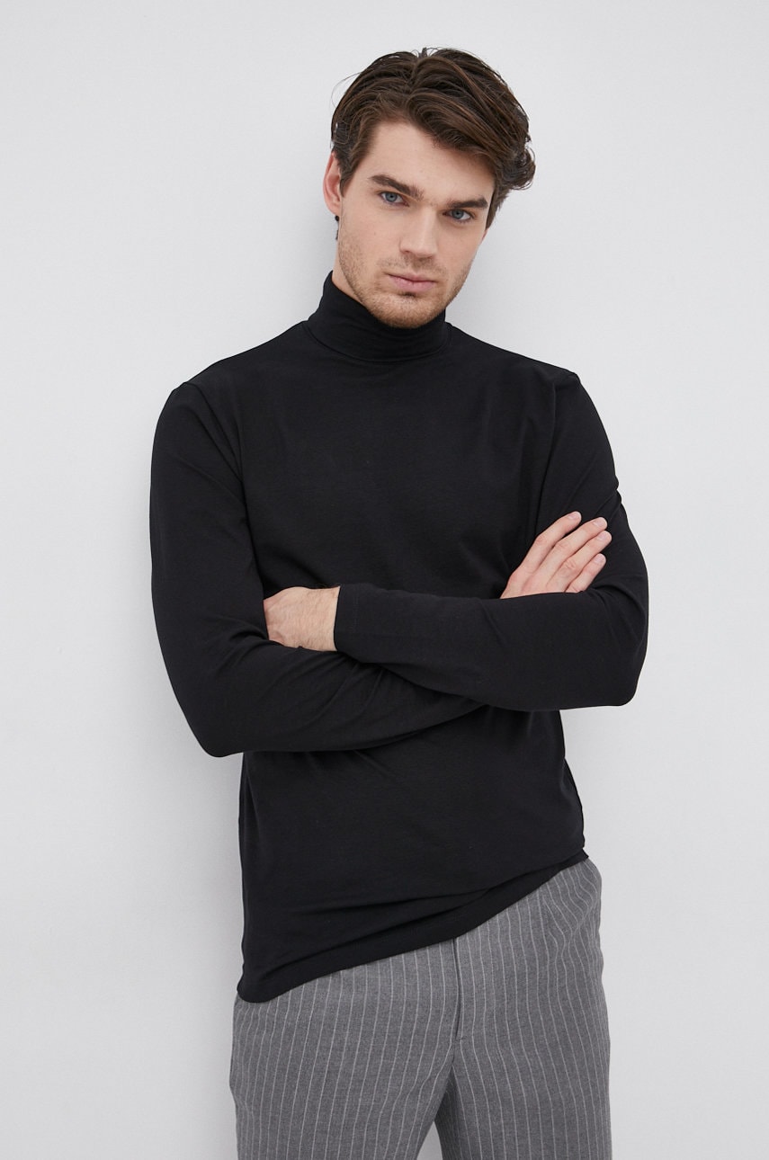 Selected longsleeve culoarea negru, material neted