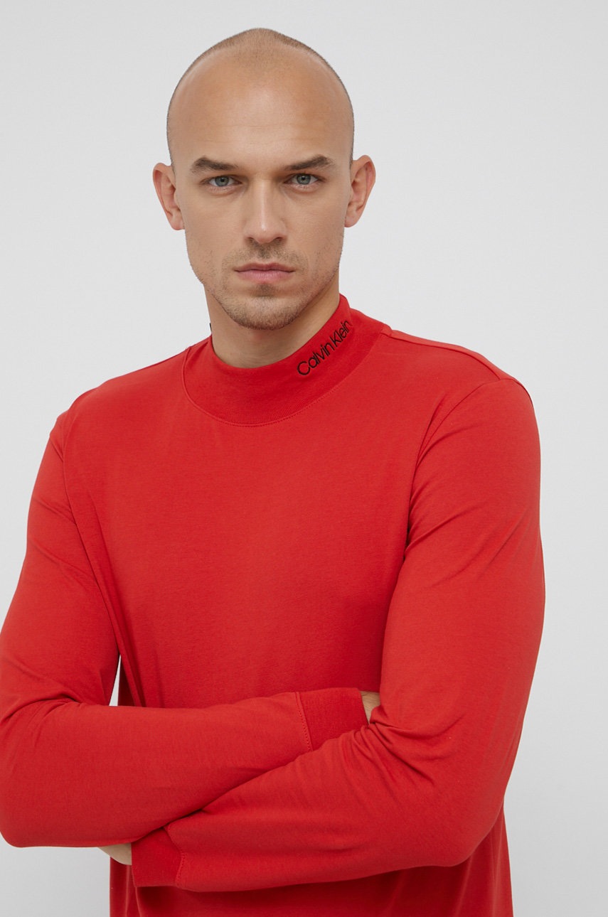 

Блуза с дълги ръкави Calvin Klein мъжка в червено с изчистен дизайн, Червен