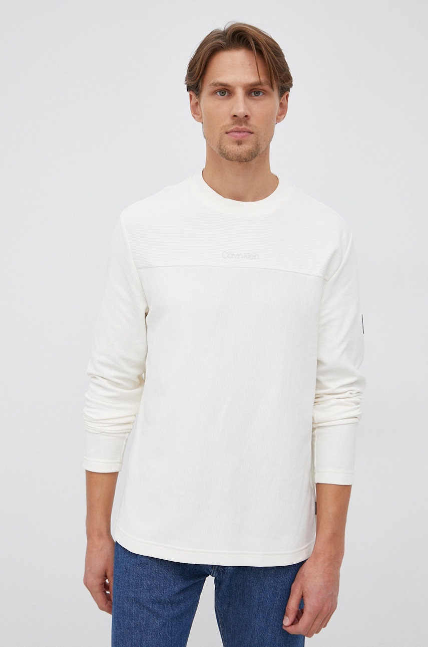 Calvin Klein Longsleeve kolor kremowy gładki