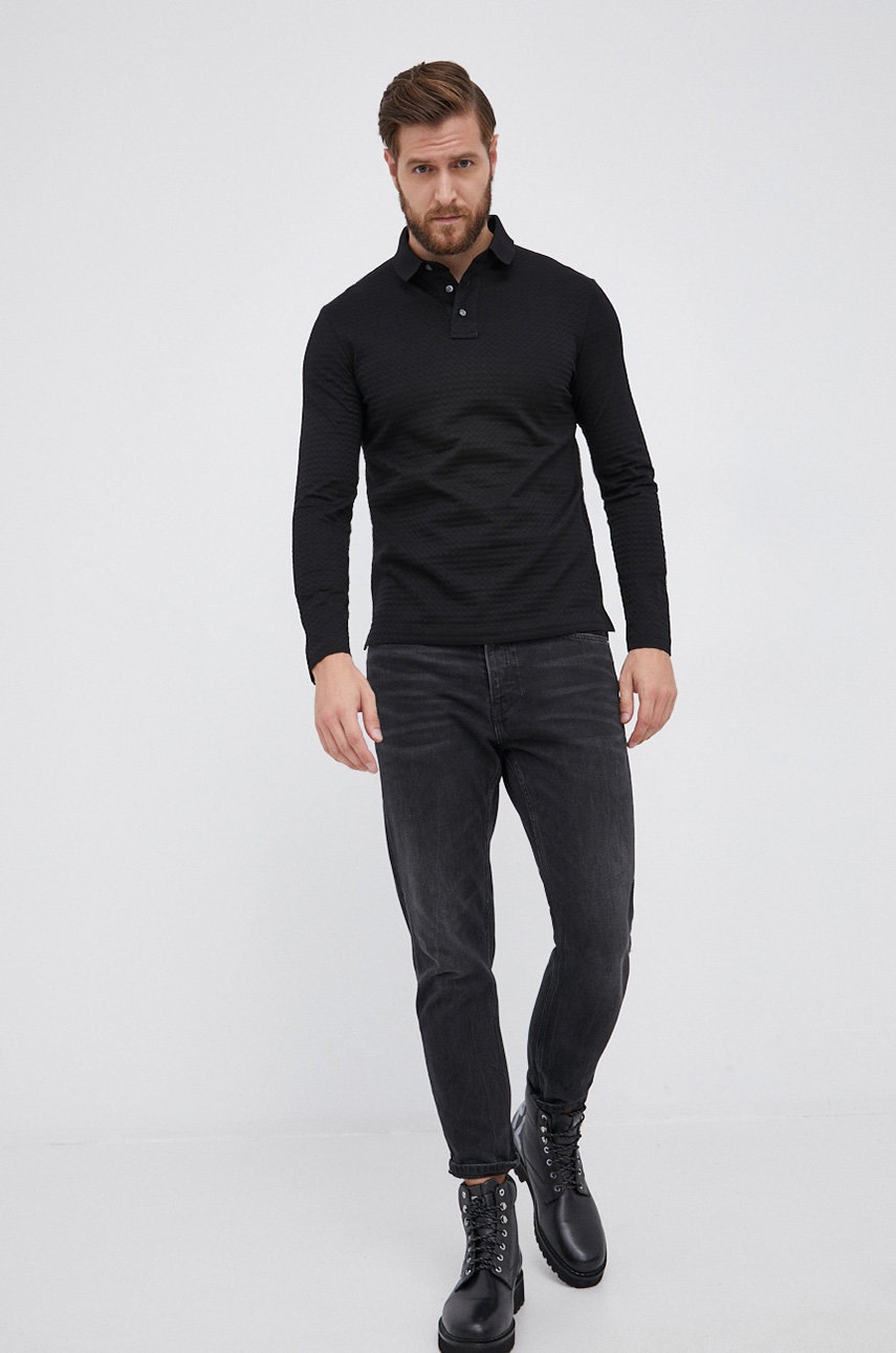 

Хлопковый лонгслив Emporio Armani цвет чёрный гладкий