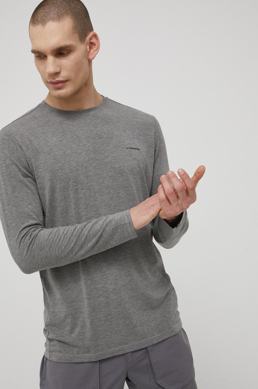 Viking longsleeve funcțional Teres culoarea gri, neted