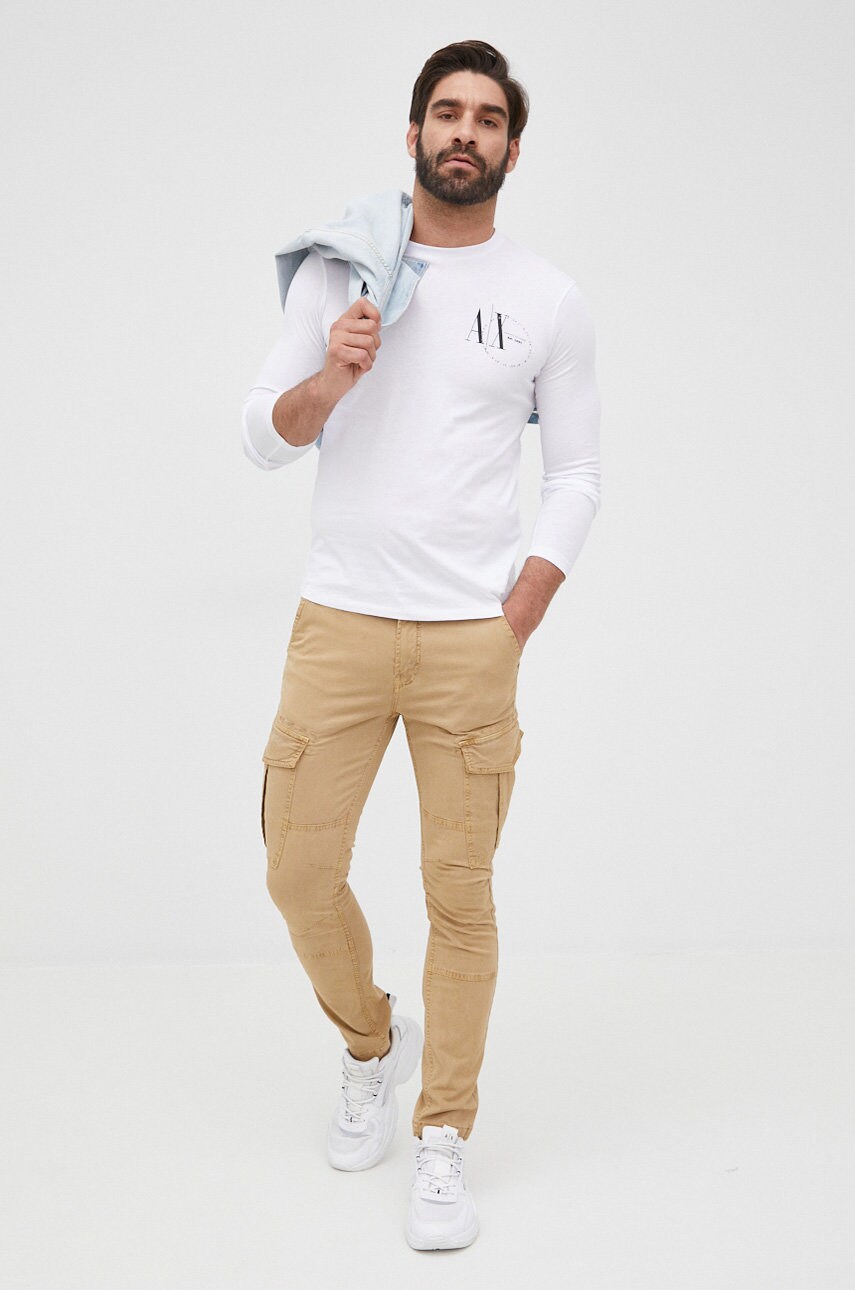 Armani exchange longsleeve barbati, culoarea negru, cu imprimeu