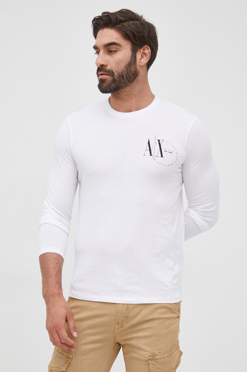 

Лонгслів Armani Exchange чоловічий колір чорний з принтом