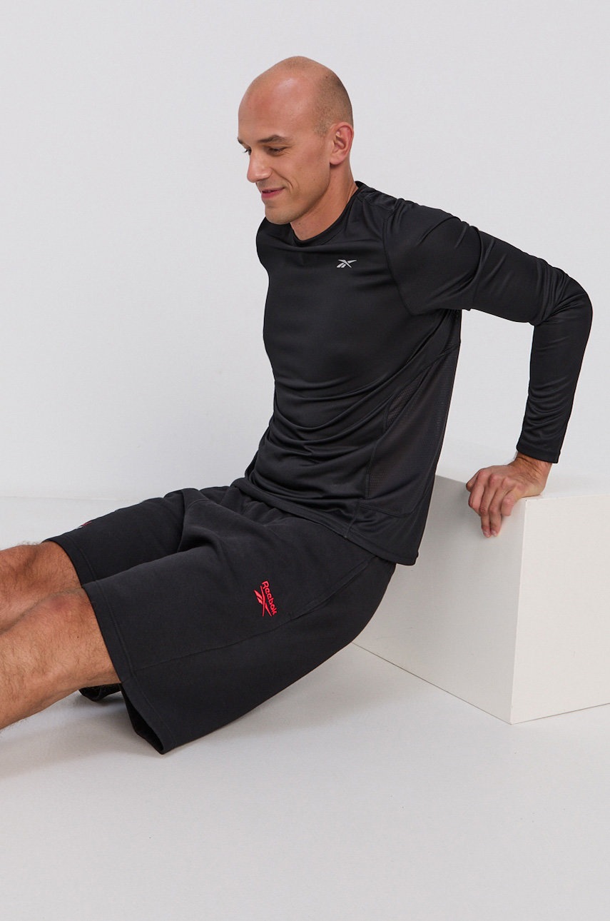 

Лонгслів Reebok GT5728 чоловічий колір чорний гладкий