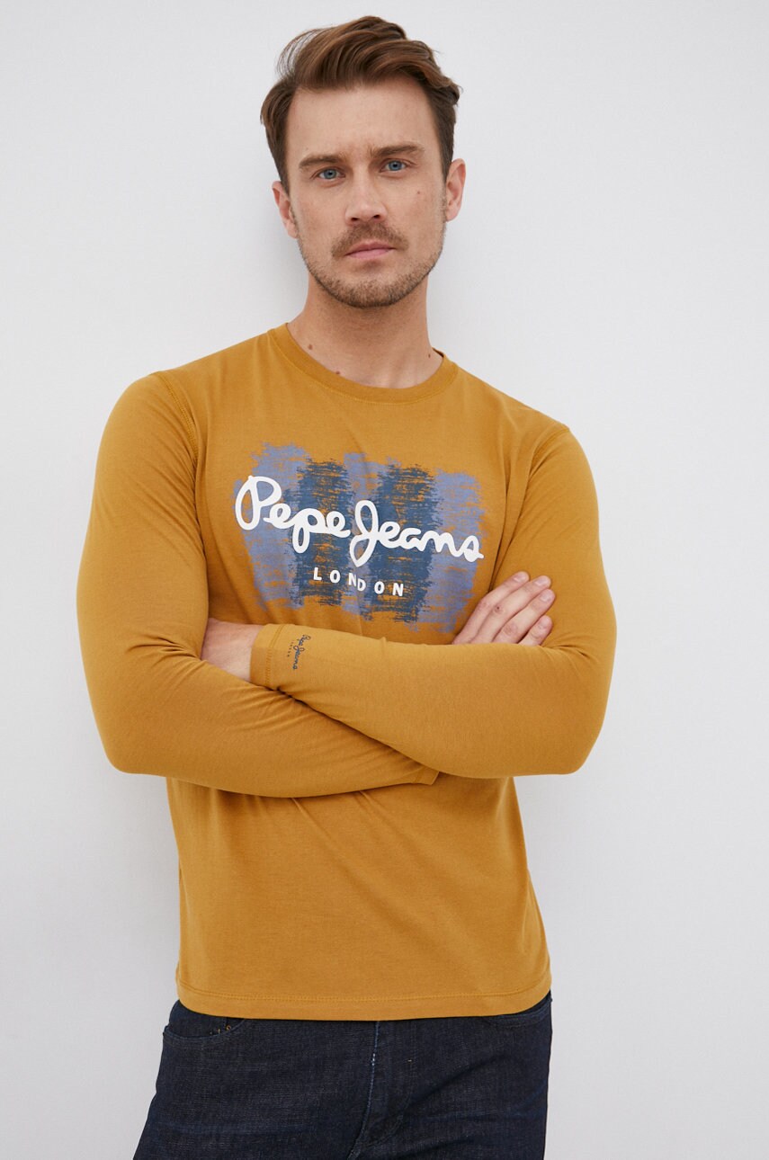 

Pepe Jeans - Памучна блуза с дълги ръкави Sebastian, Жълт
