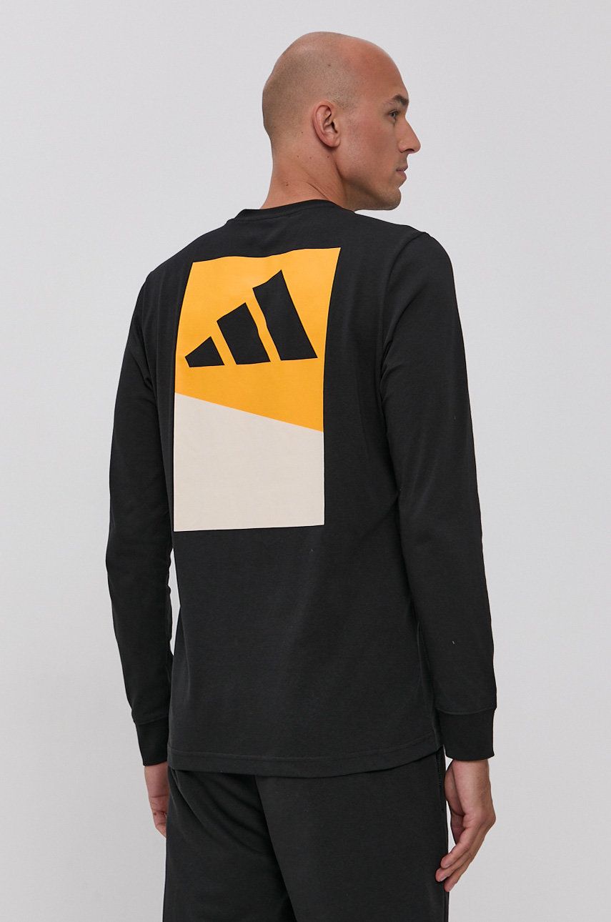 Adidas Performance Longsleeve bărbați, culoarea negru, cu imprimeu