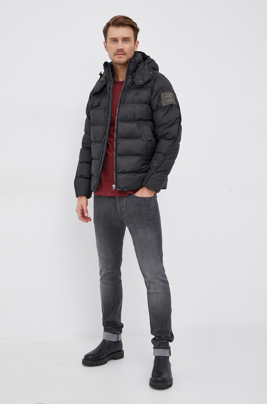 

Бавовняний лонгслів G-Star Raw колір бордовий з аплікацією